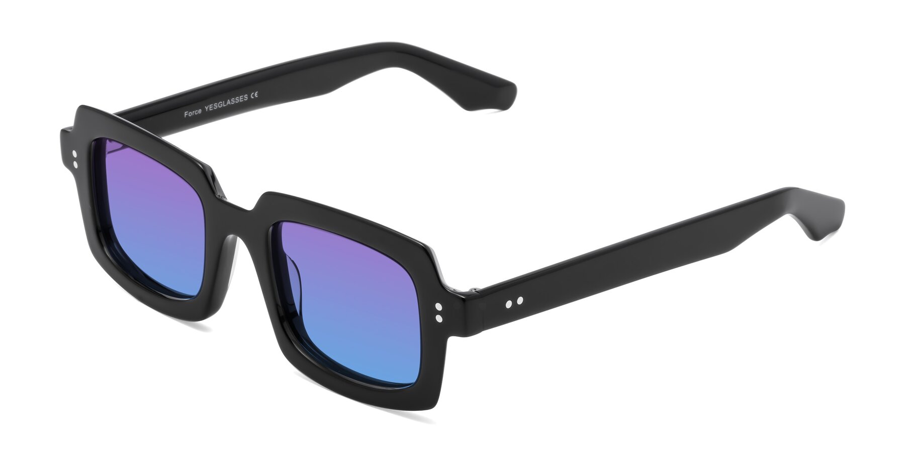 Angle of Force in Black with Purple / Blue Gradient Lenses
