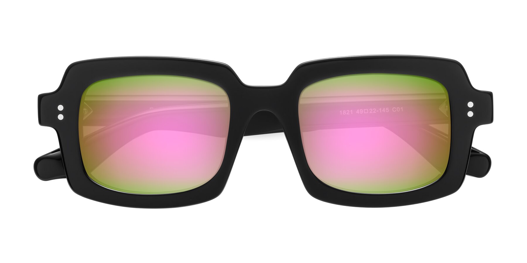 Folded Front of Force in Black with Pink Mirrored Lenses