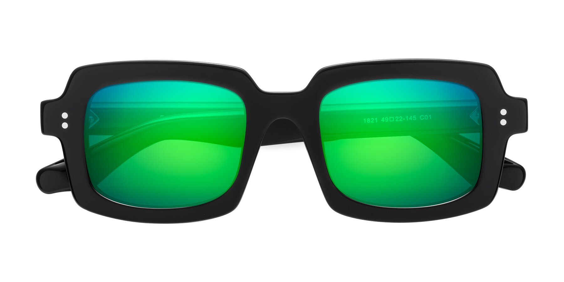 Folded Front of Force in Black with Green Mirrored Lenses