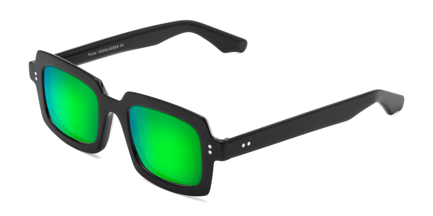 Angle of Force in Black with Green Mirrored Lenses