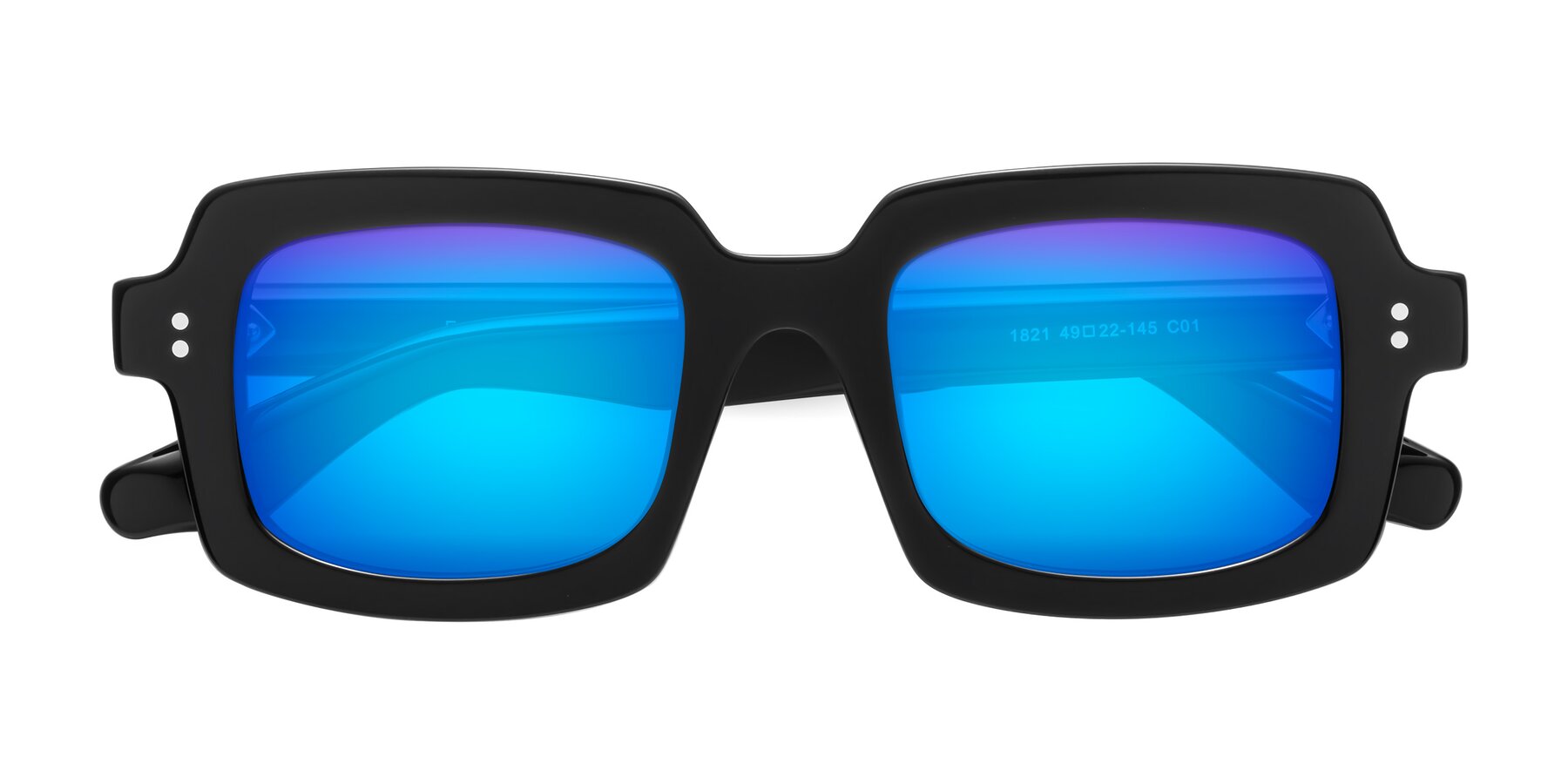 Folded Front of Force in Black with Blue Mirrored Lenses