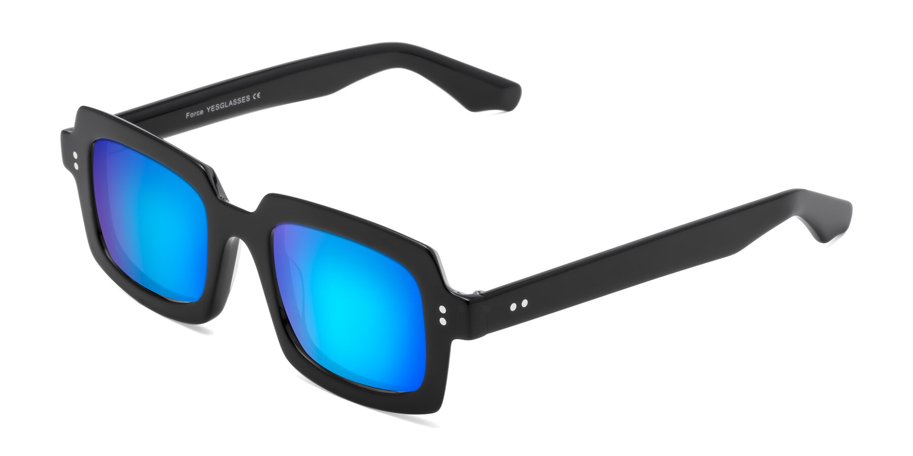 Angle of Force in Black with Blue Mirrored Lenses