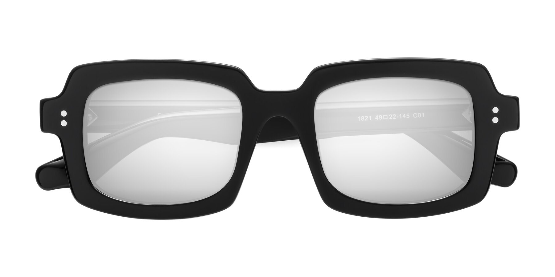 Folded Front of Force in Black with Silver Mirrored Lenses