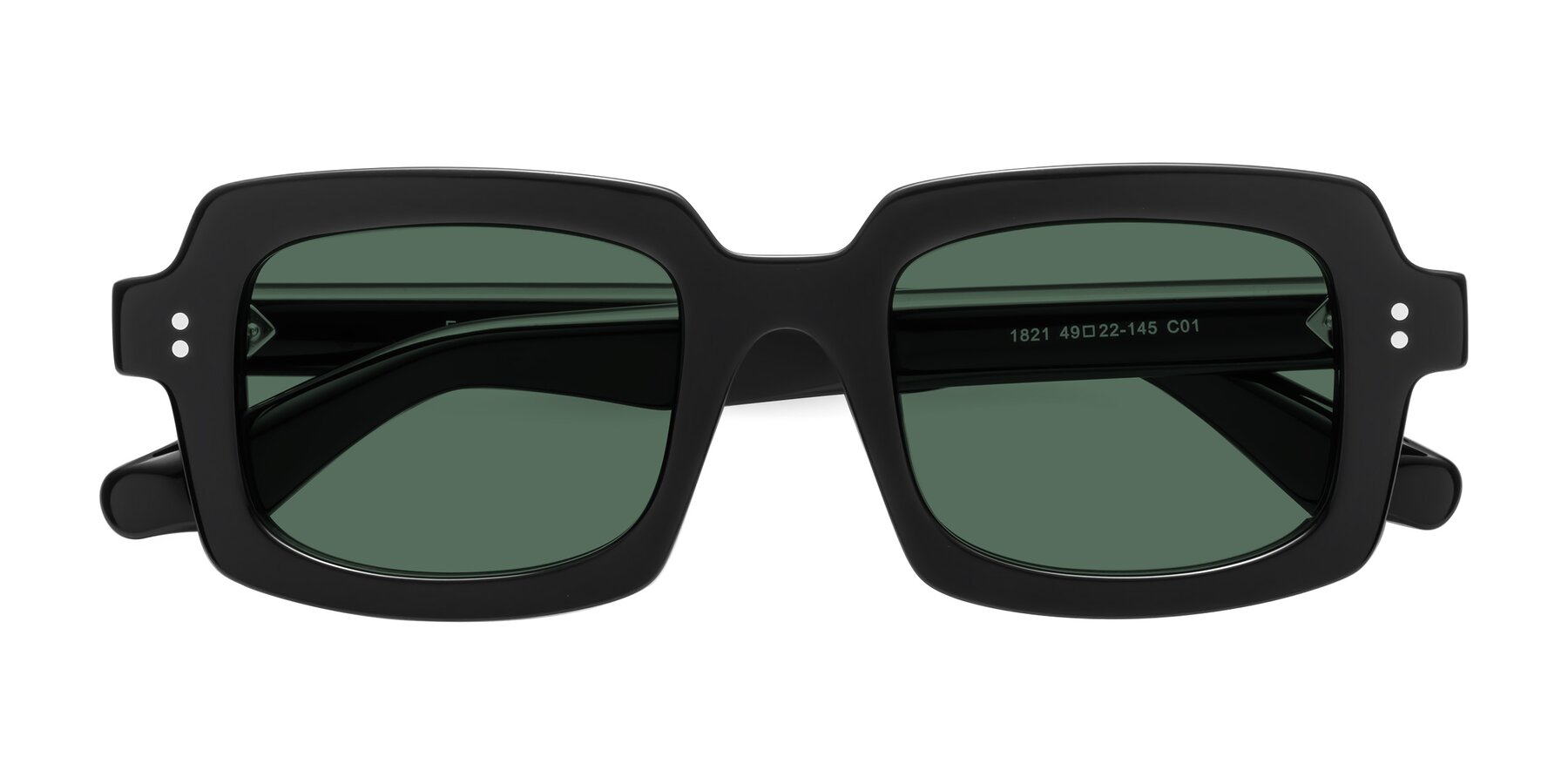 Folded Front of Force in Black with Green Polarized Lenses
