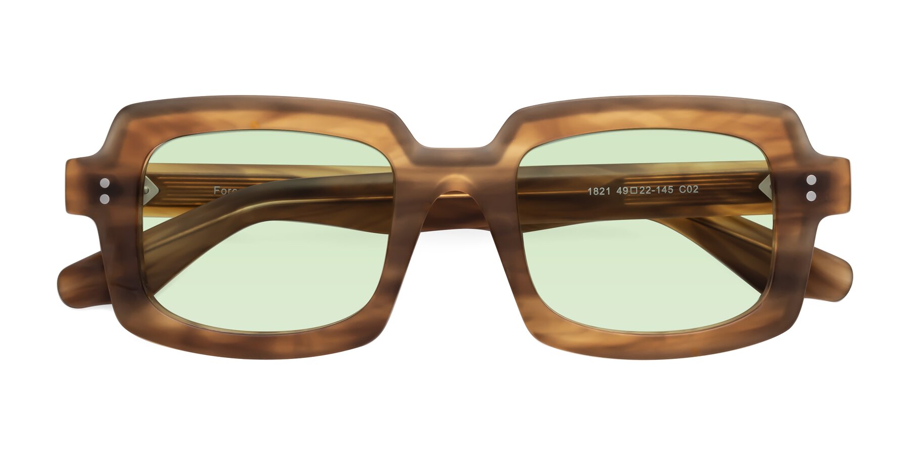 Folded Front of Force in Caramel with Light Green Tinted Lenses