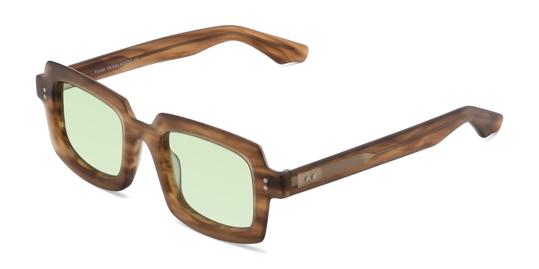 Angle of Force in Caramel with Light Green Tinted Lenses