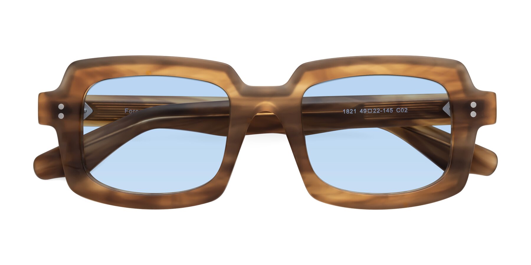 Folded Front of Force in Caramel with Light Blue Tinted Lenses