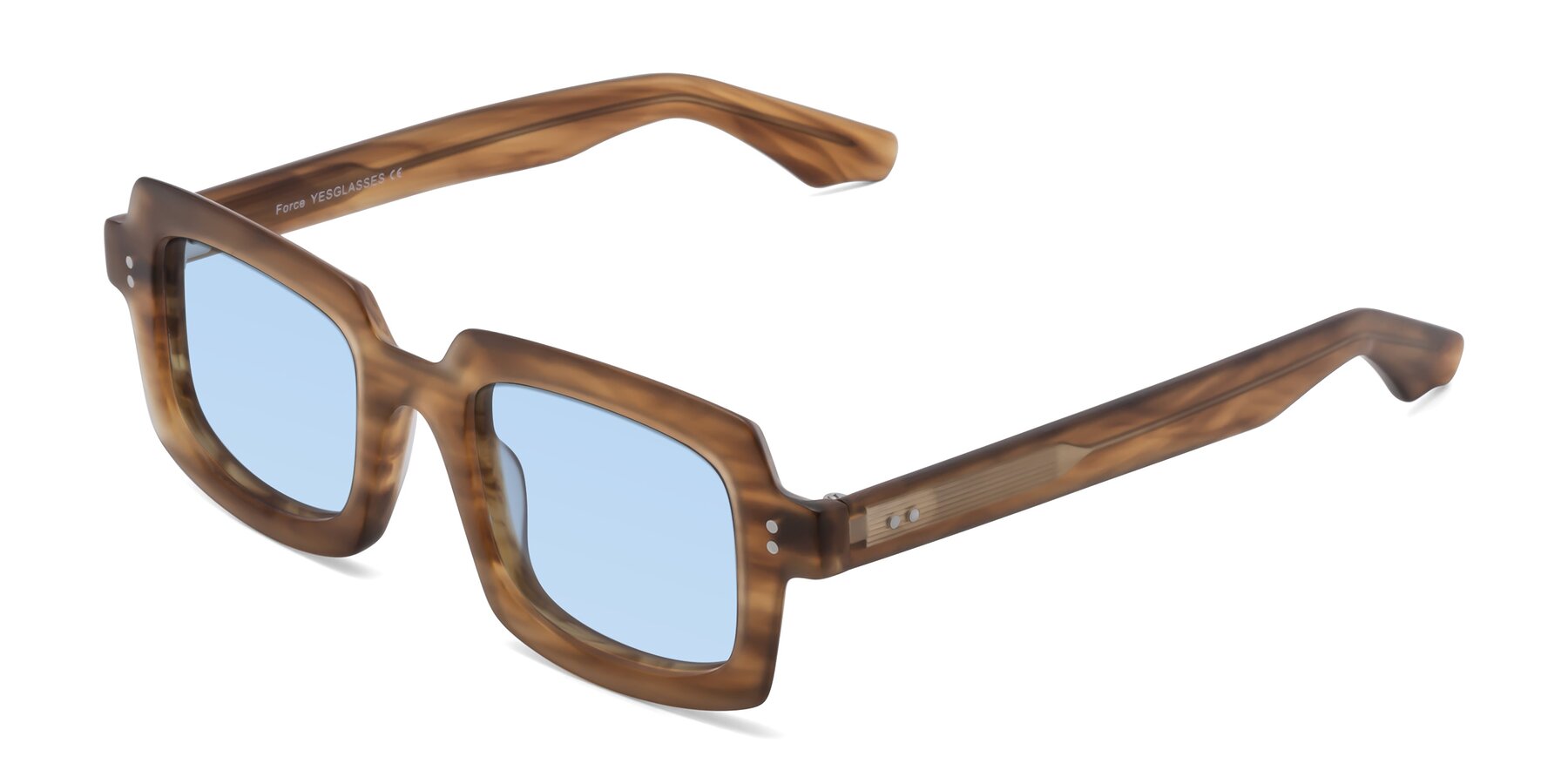 Angle of Force in Caramel with Light Blue Tinted Lenses