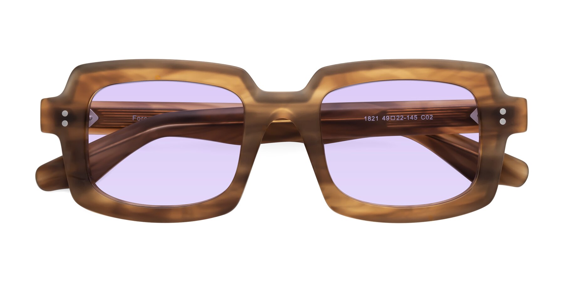 Folded Front of Force in Caramel with Light Purple Tinted Lenses