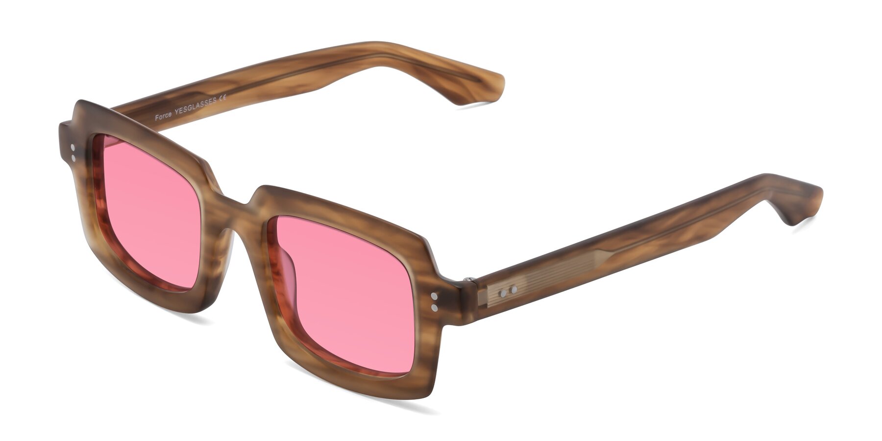 Angle of Force in Caramel with Pink Tinted Lenses