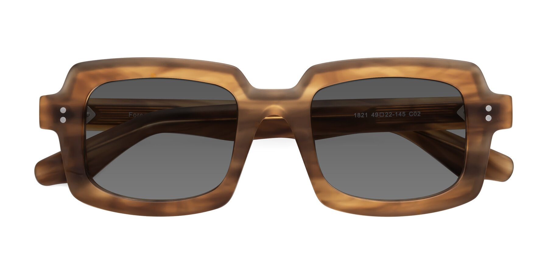 Folded Front of Force in Caramel with Medium Gray Tinted Lenses