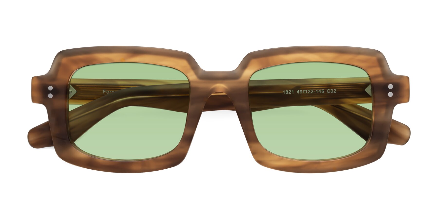 Folded Front of Force in Caramel with Medium Green Tinted Lenses