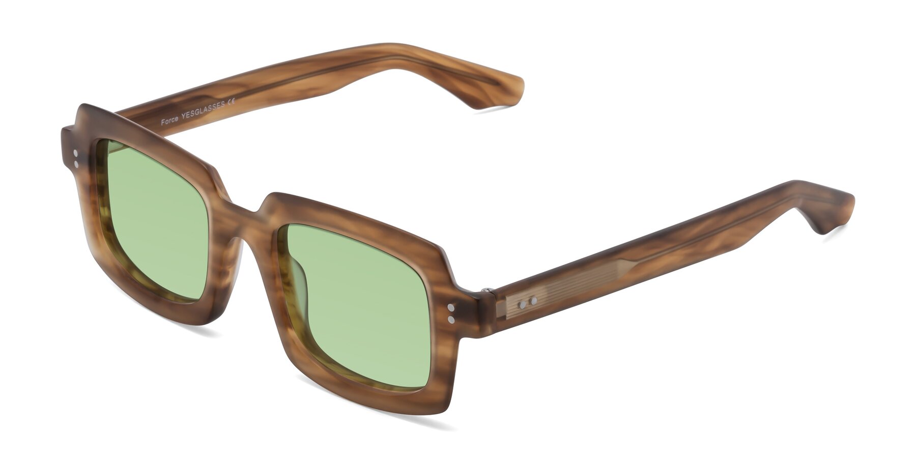 Angle of Force in Caramel with Medium Green Tinted Lenses