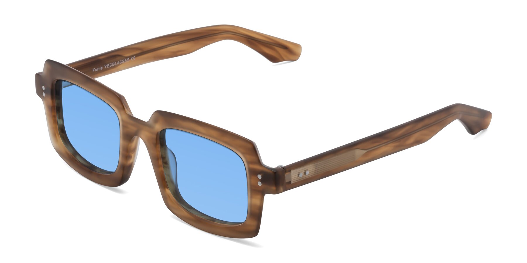 Angle of Force in Caramel with Medium Blue Tinted Lenses