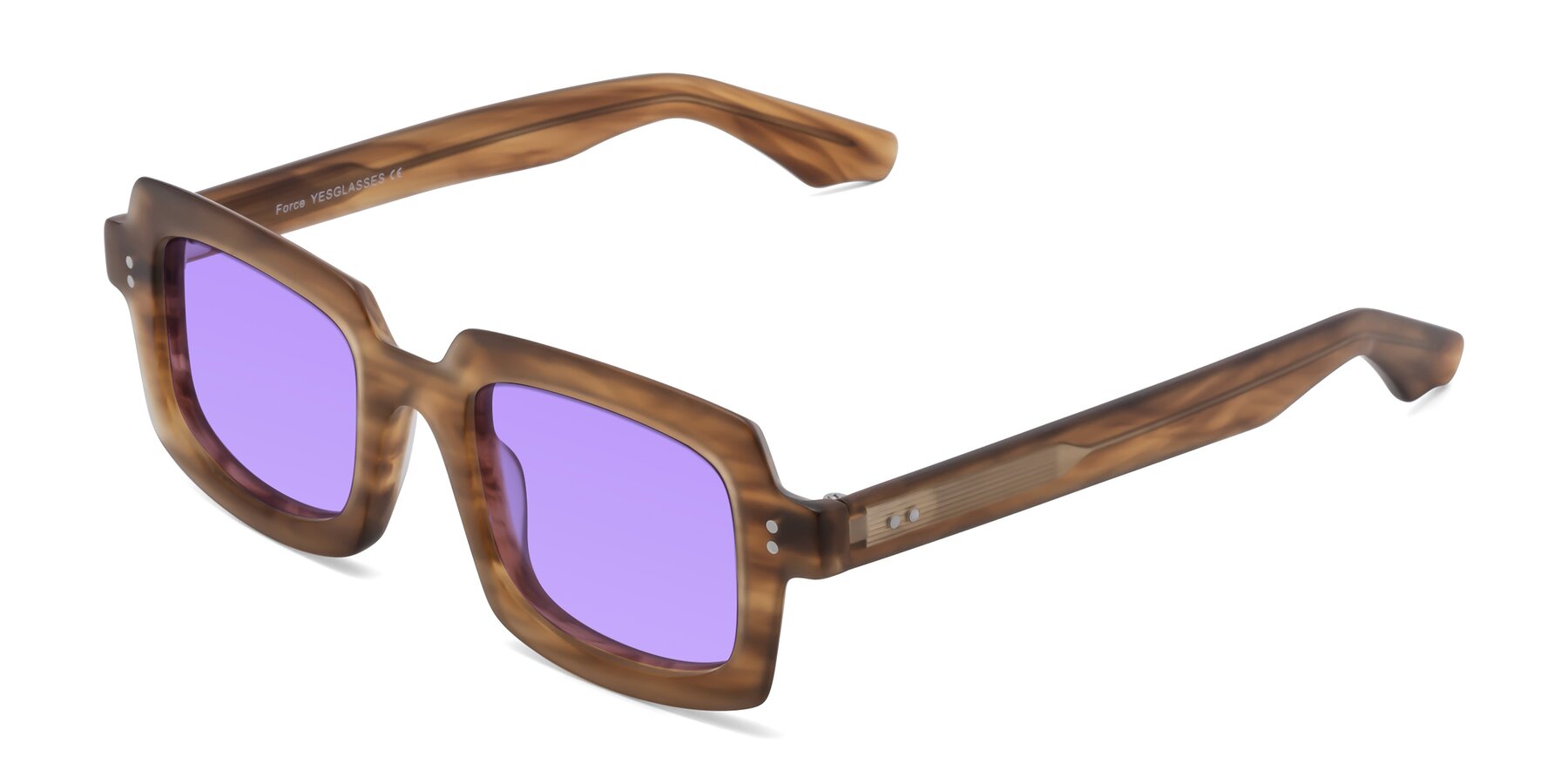 Angle of Force in Caramel with Medium Purple Tinted Lenses