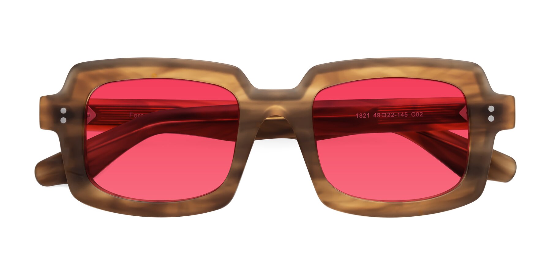 Folded Front of Force in Caramel with Red Tinted Lenses