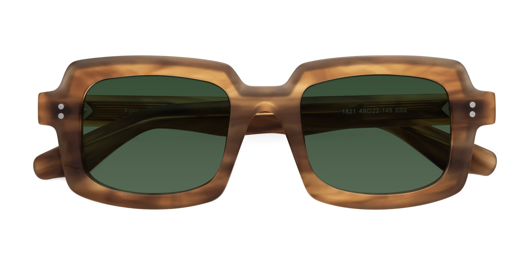 Folded Front of Force in Caramel with Green Tinted Lenses