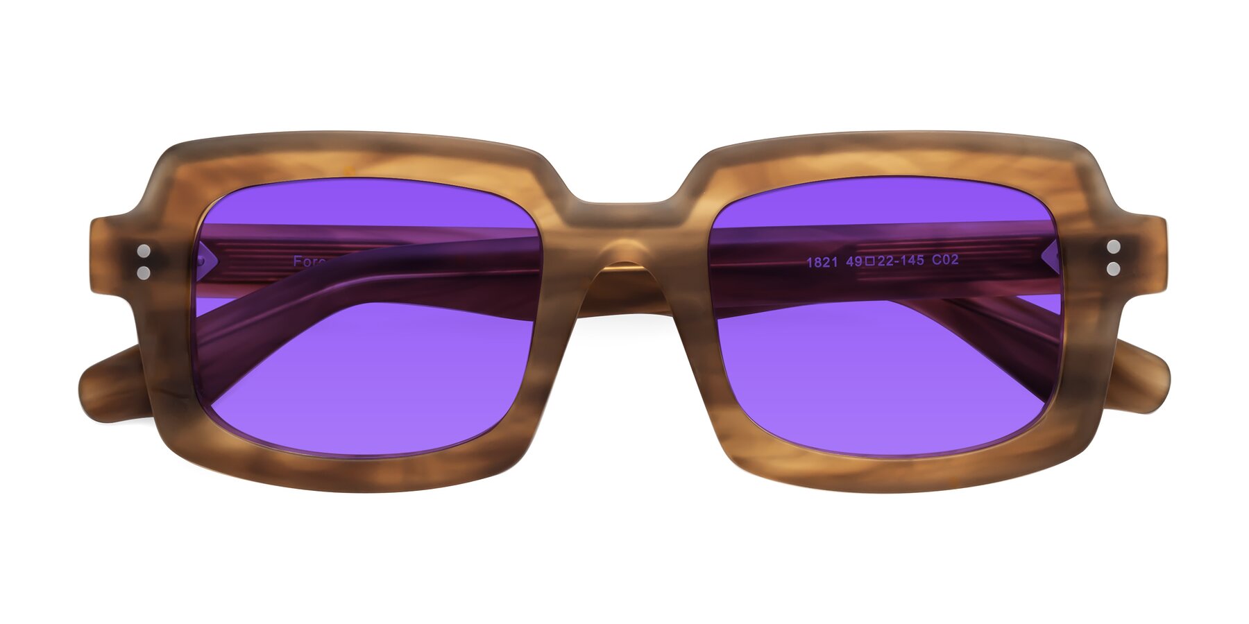 Folded Front of Force in Caramel with Purple Tinted Lenses