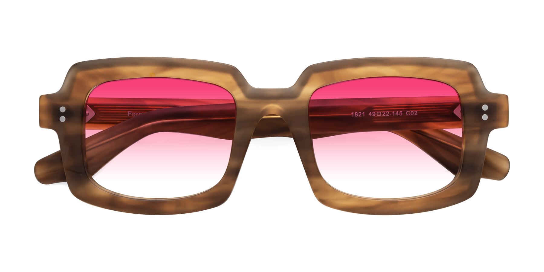 Folded Front of Force in Caramel with Pink Gradient Lenses