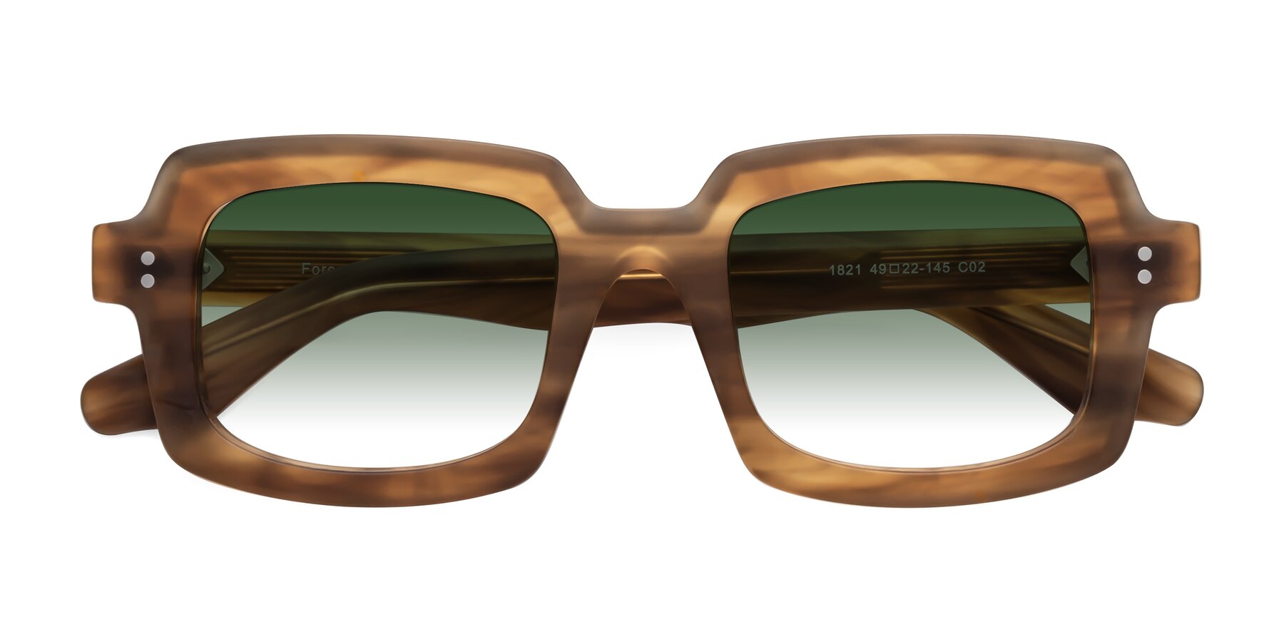 Folded Front of Force in Caramel with Green Gradient Lenses