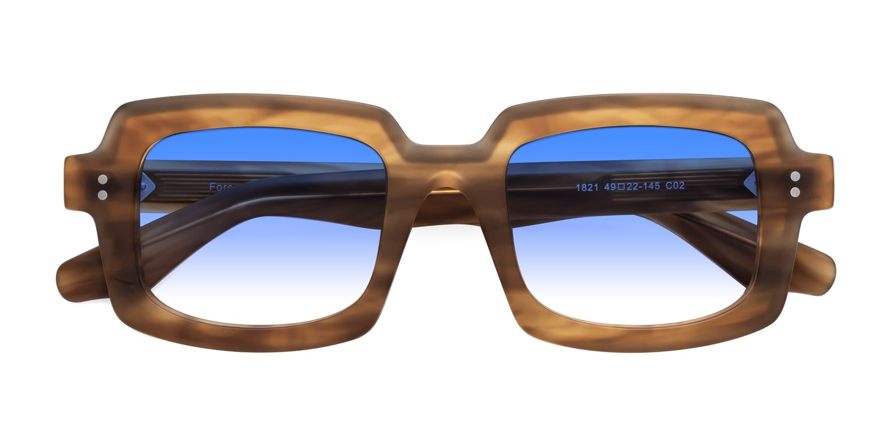 Folded Front of Force in Caramel with Blue Gradient Lenses