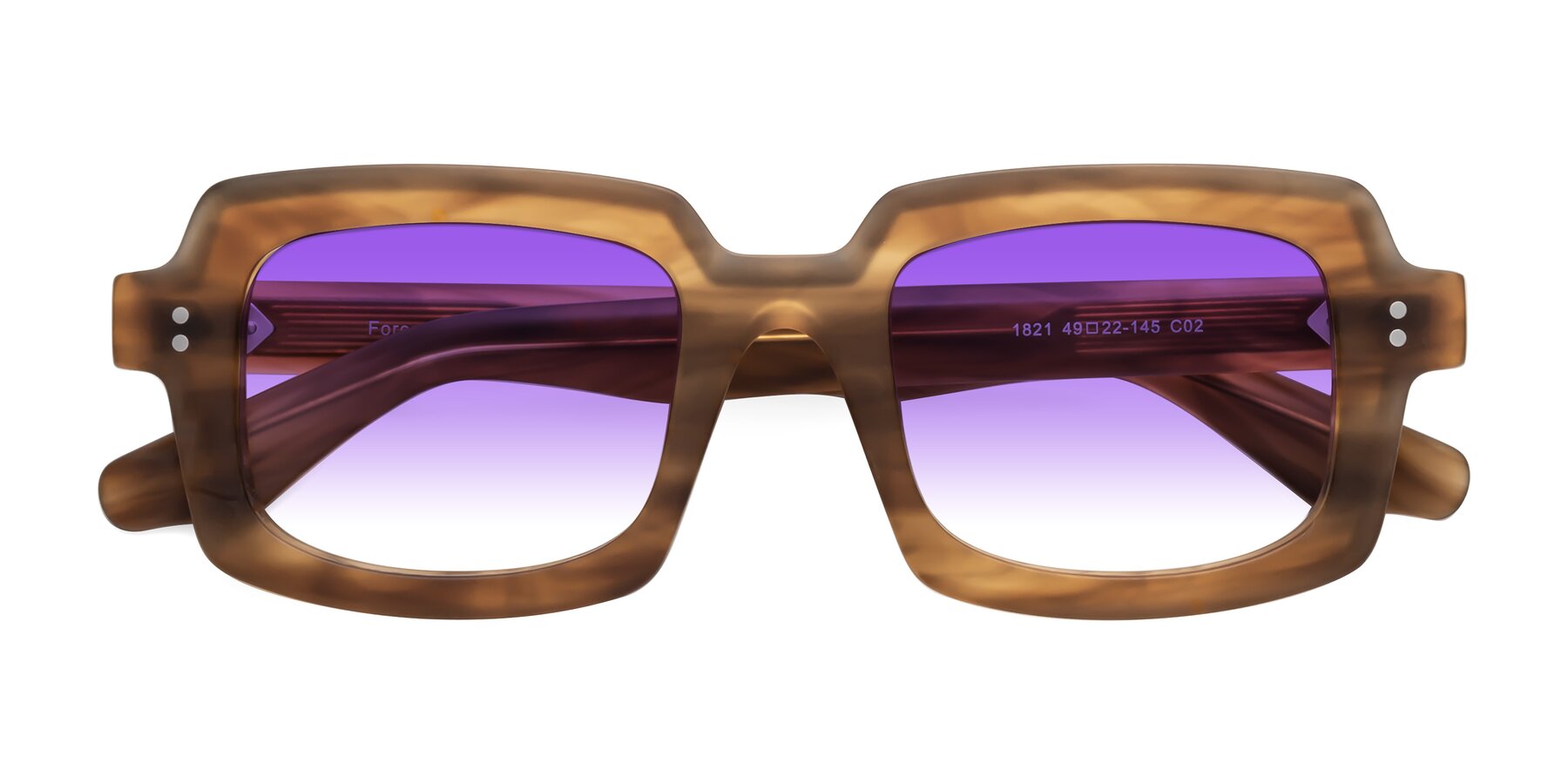 Folded Front of Force in Caramel with Purple Gradient Lenses