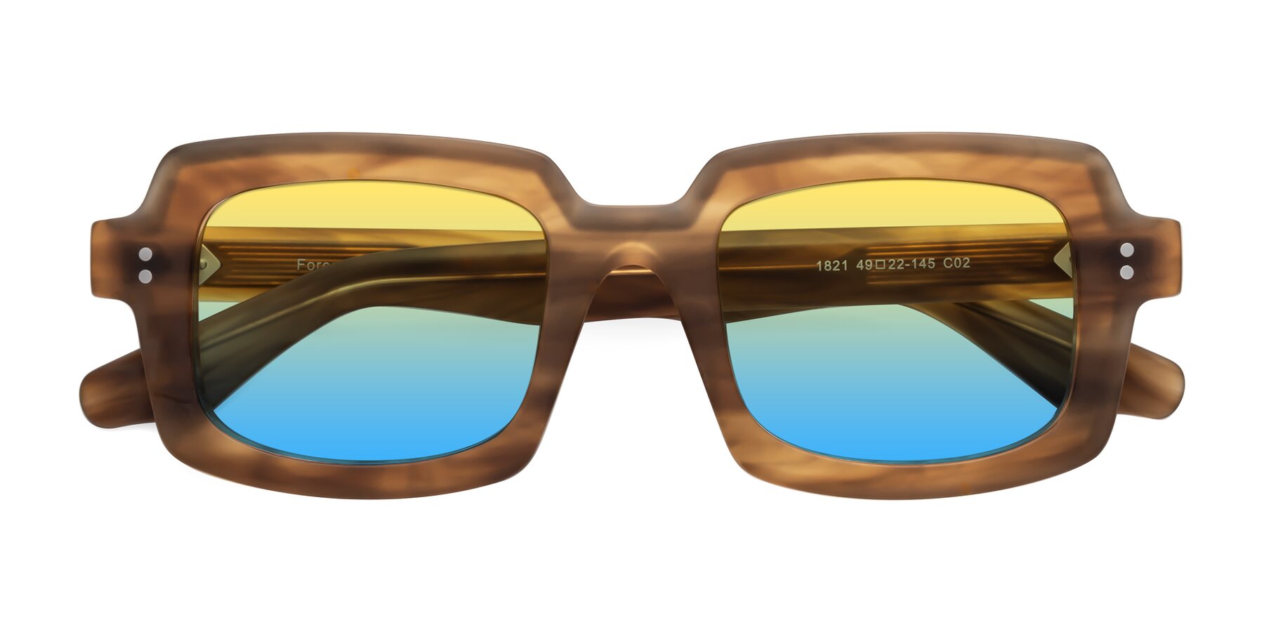 Folded Front of Force in Caramel with Yellow / Blue Gradient Lenses