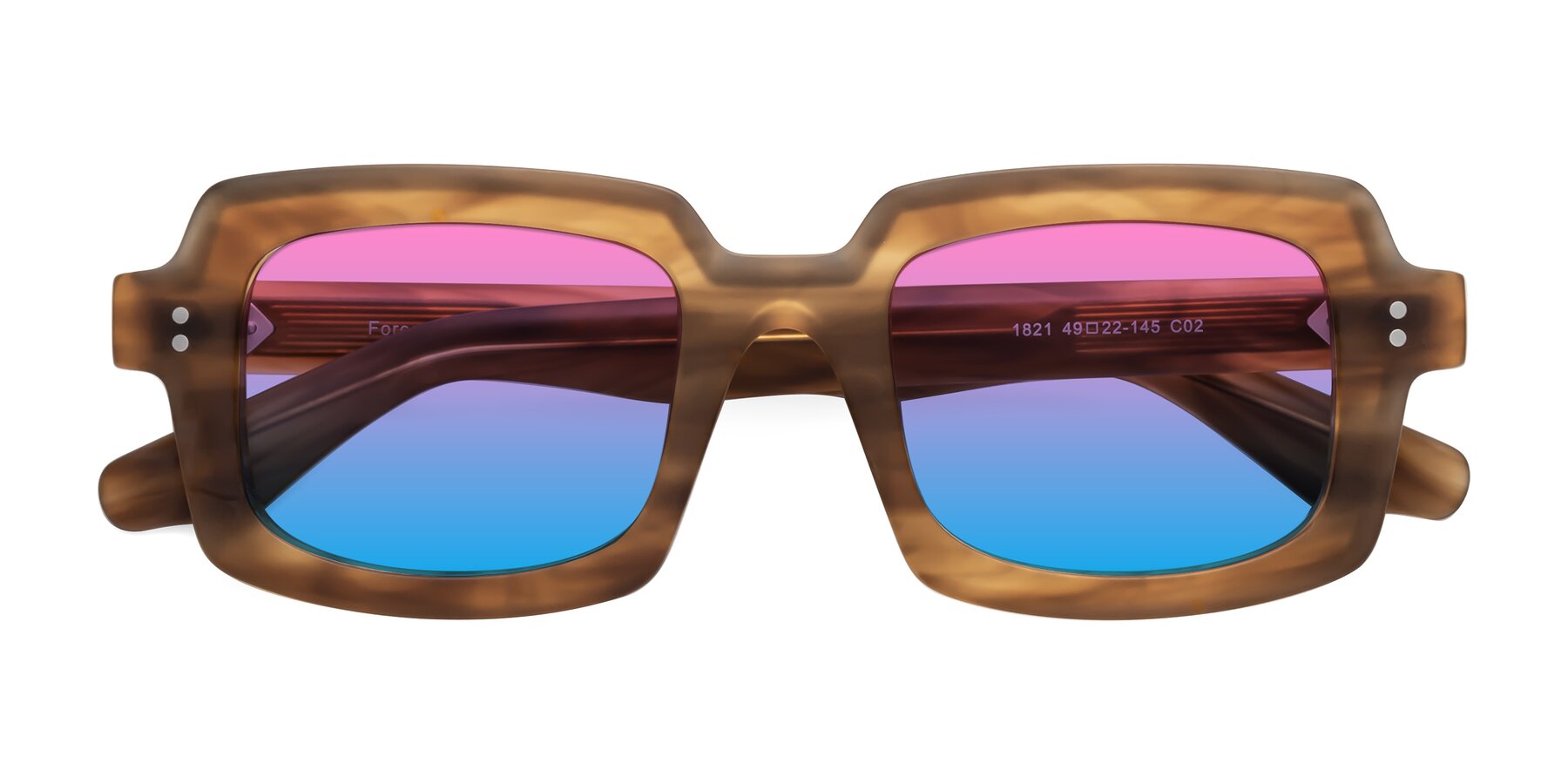 Folded Front of Force in Caramel with Pink / Blue Gradient Lenses