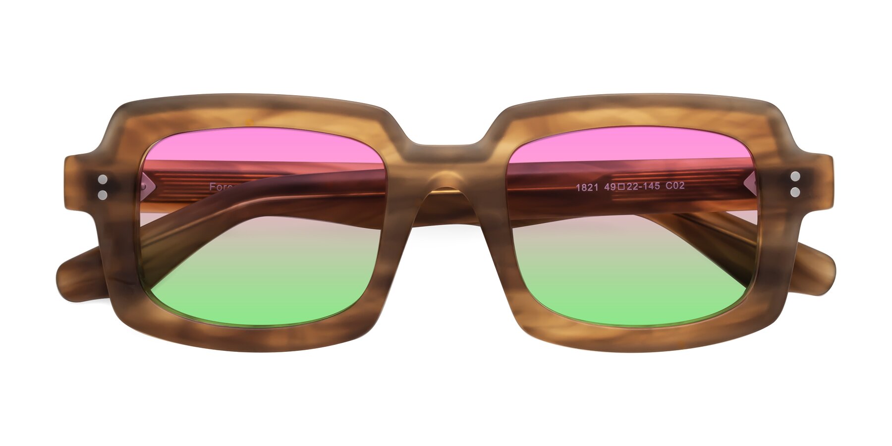 Folded Front of Force in Caramel with Pink / Green Gradient Lenses