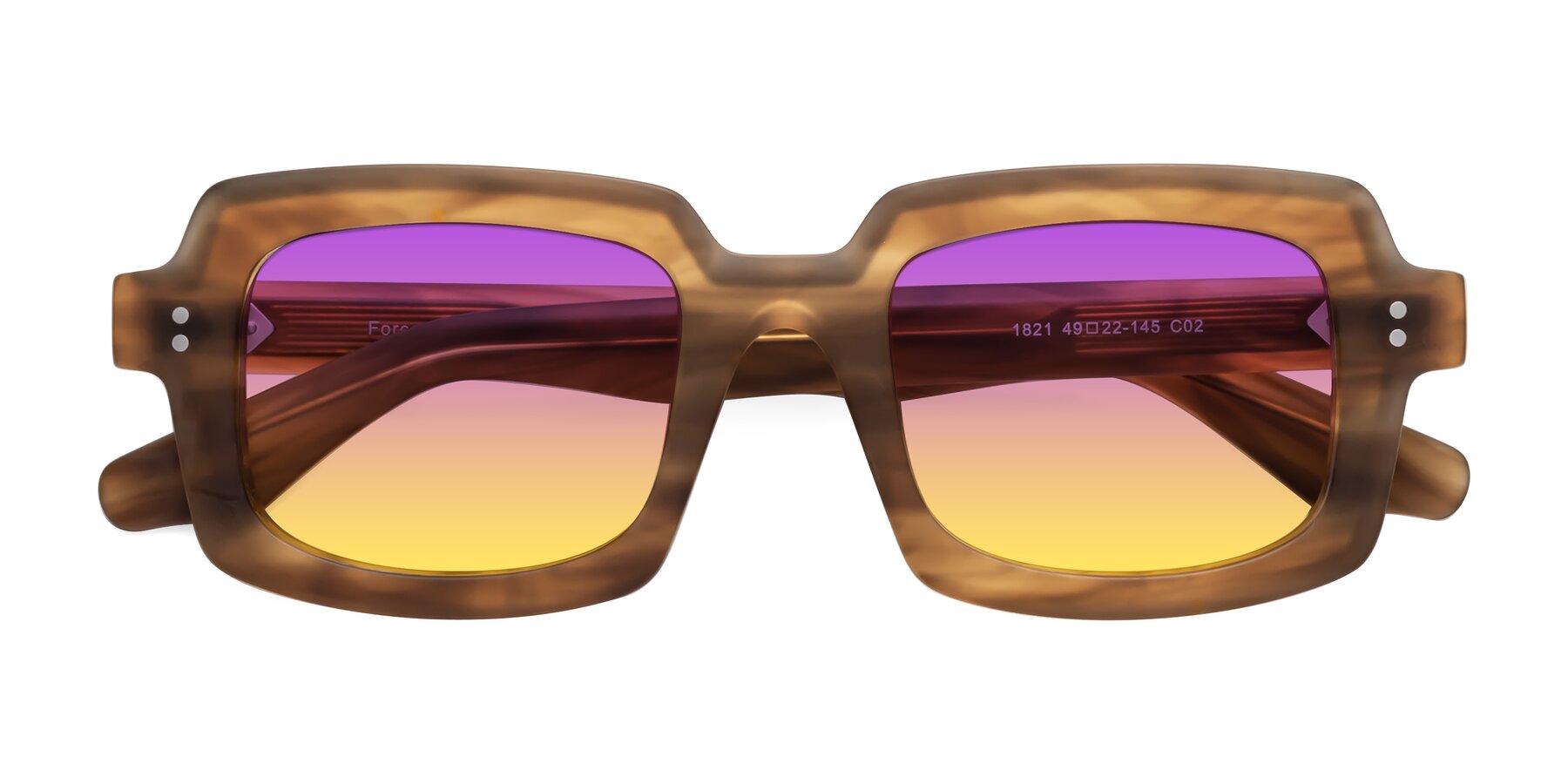 Folded Front of Force in Caramel with Purple / Yellow Gradient Lenses