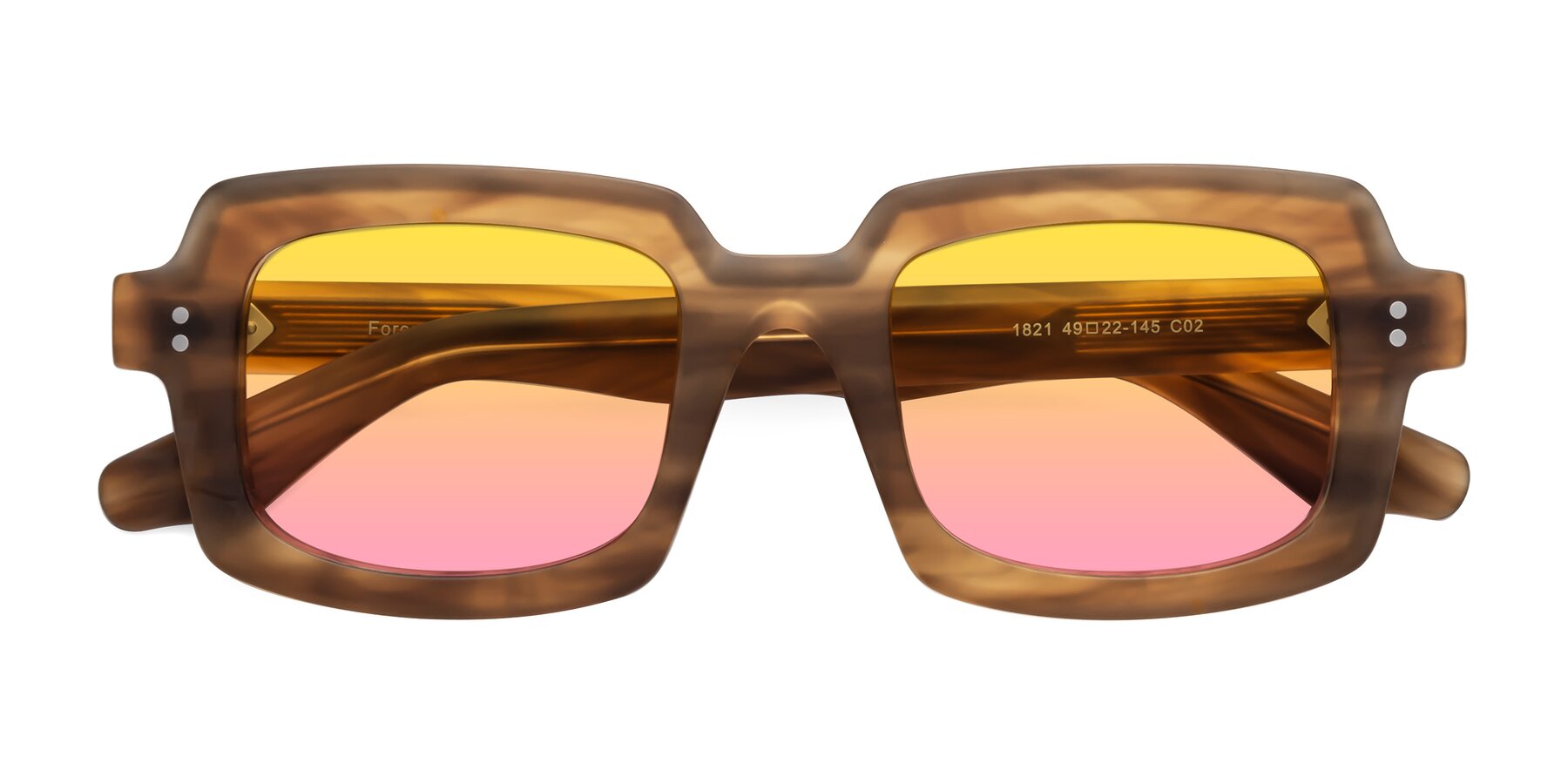 Folded Front of Force in Caramel with Yellow / Pink Gradient Lenses