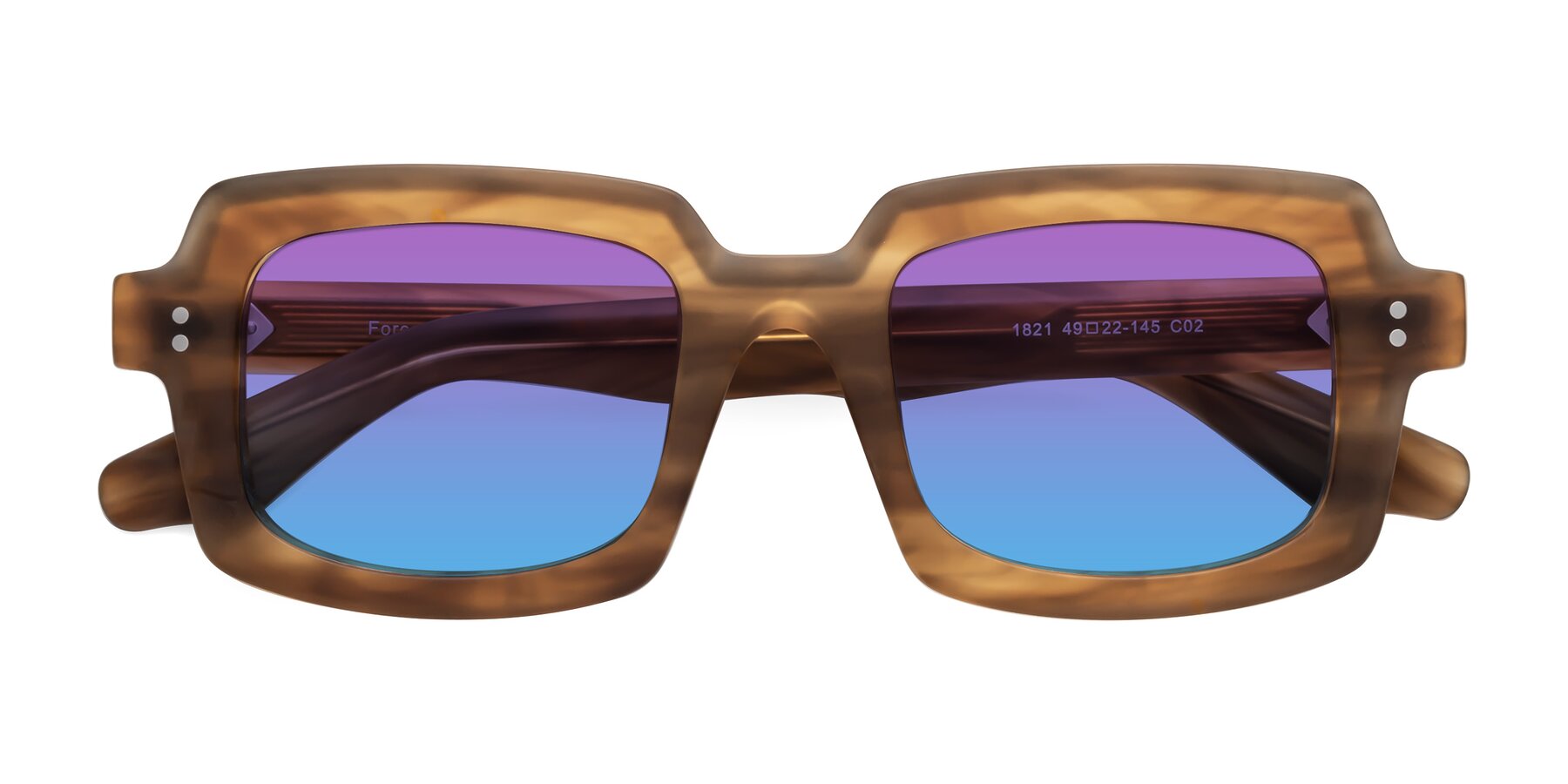 Folded Front of Force in Caramel with Purple / Blue Gradient Lenses