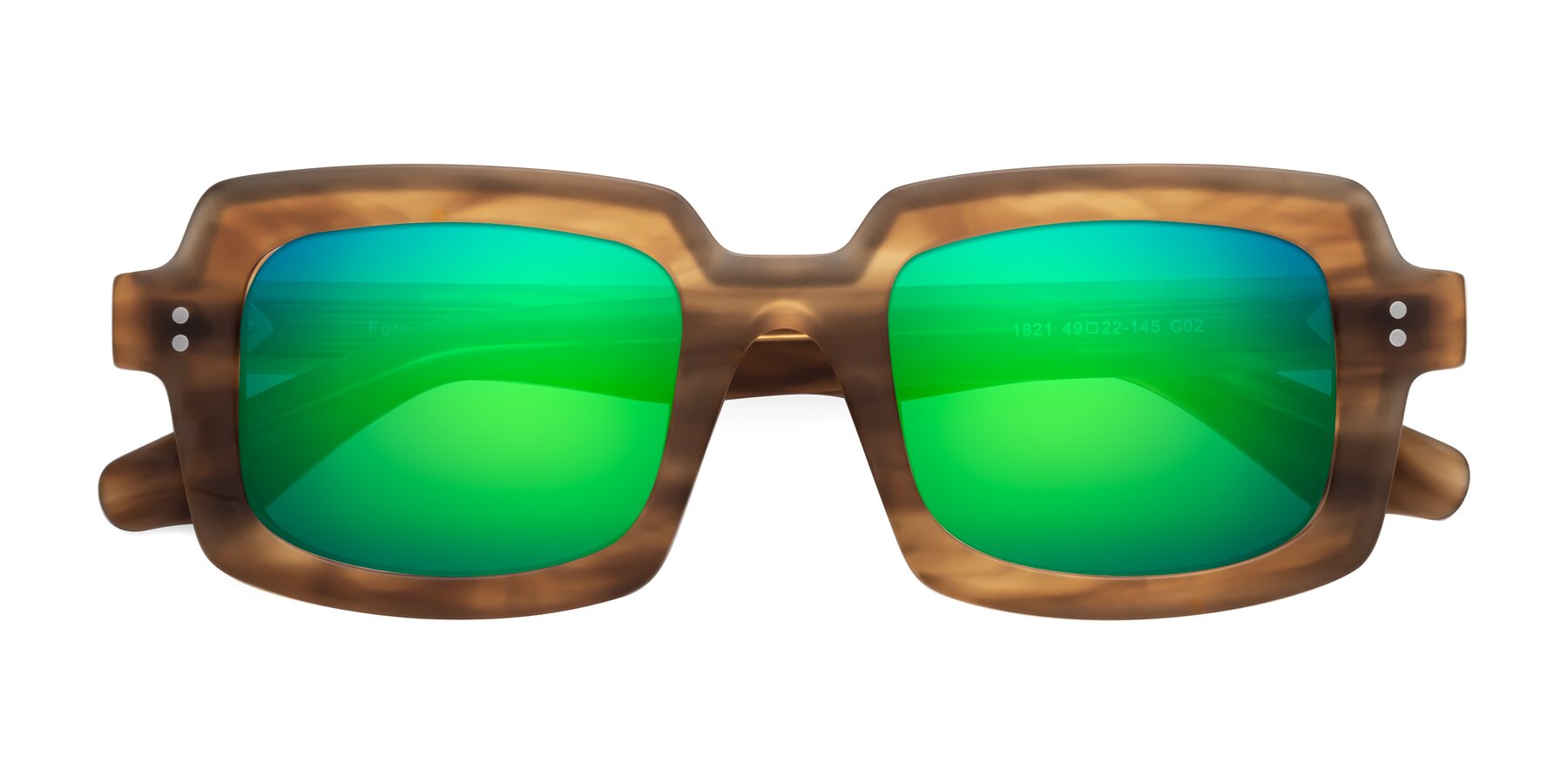 Folded Front of Force in Caramel with Green Mirrored Lenses