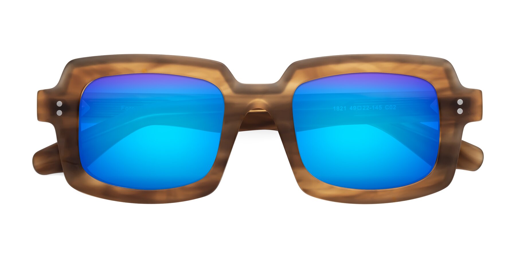 Folded Front of Force in Caramel with Blue Mirrored Lenses