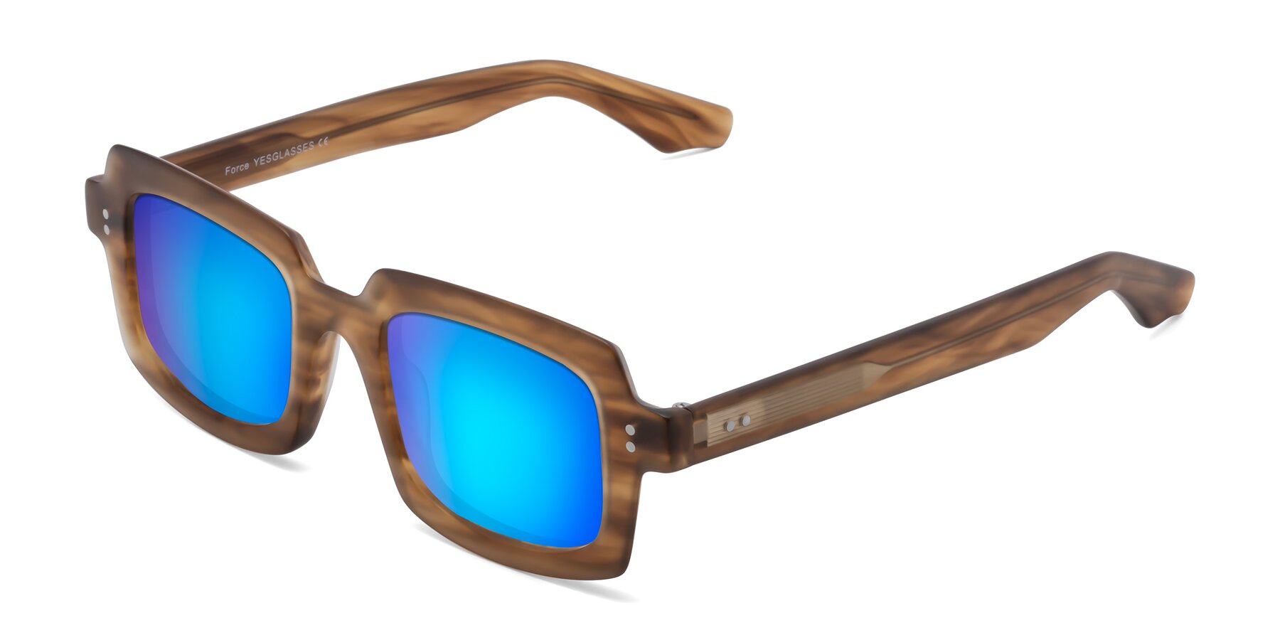 Angle of Force in Caramel with Blue Mirrored Lenses