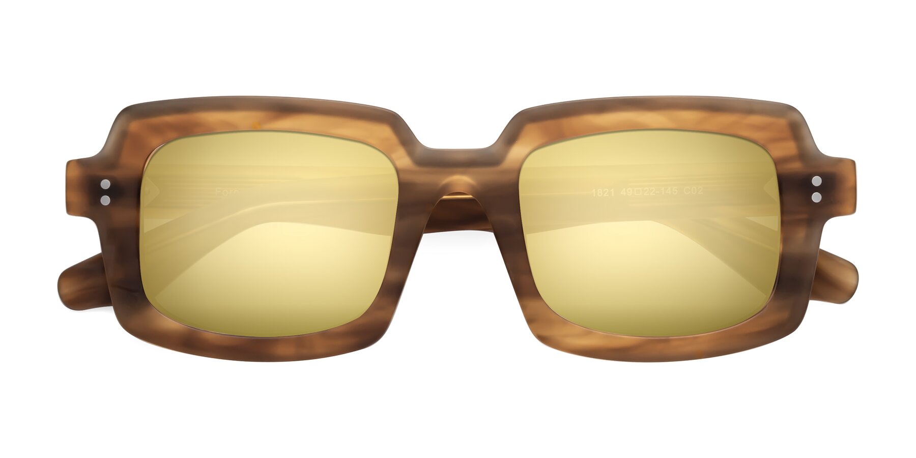 Folded Front of Force in Caramel with Gold Mirrored Lenses