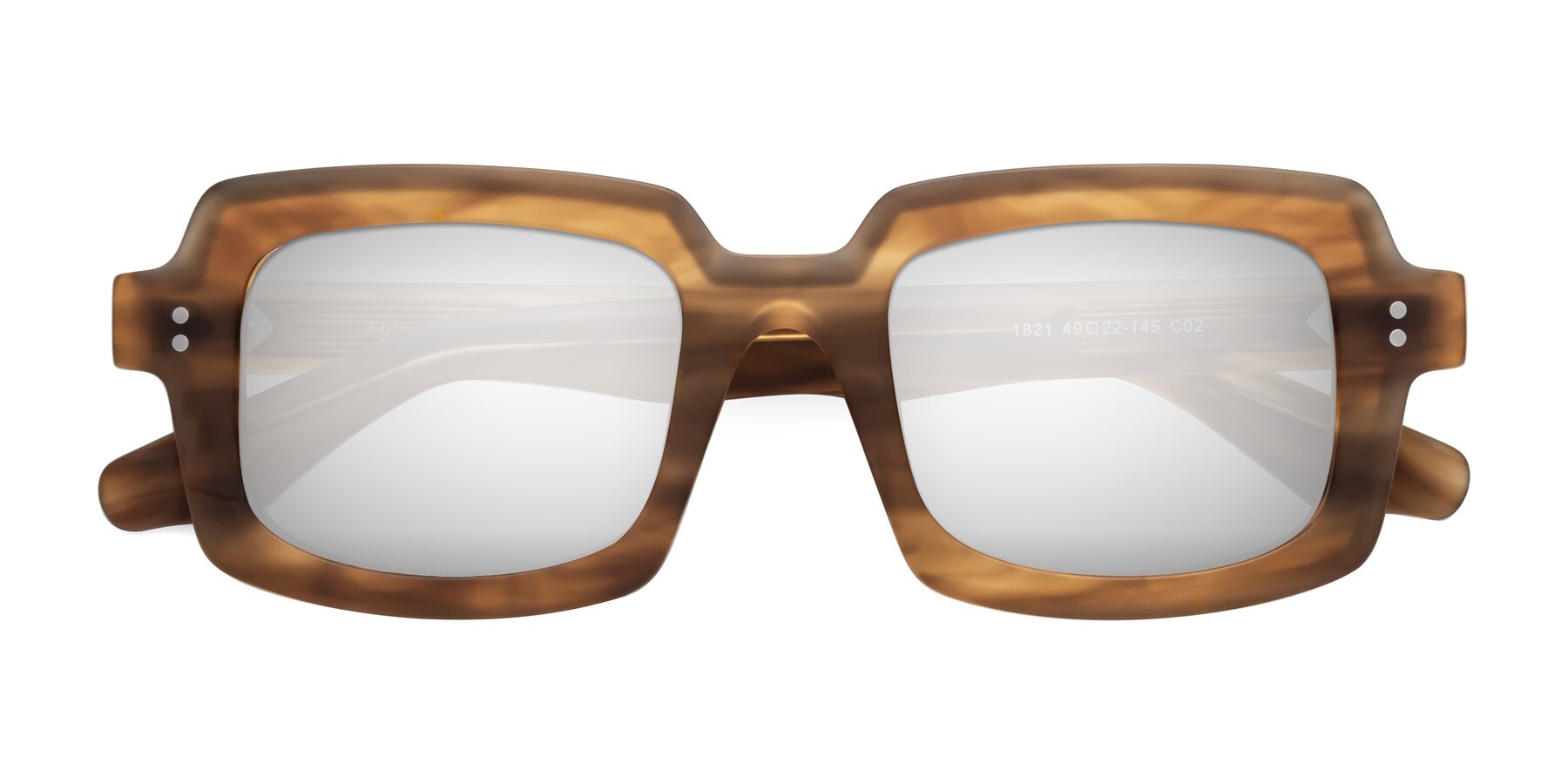 Folded Front of Force in Caramel with Silver Mirrored Lenses