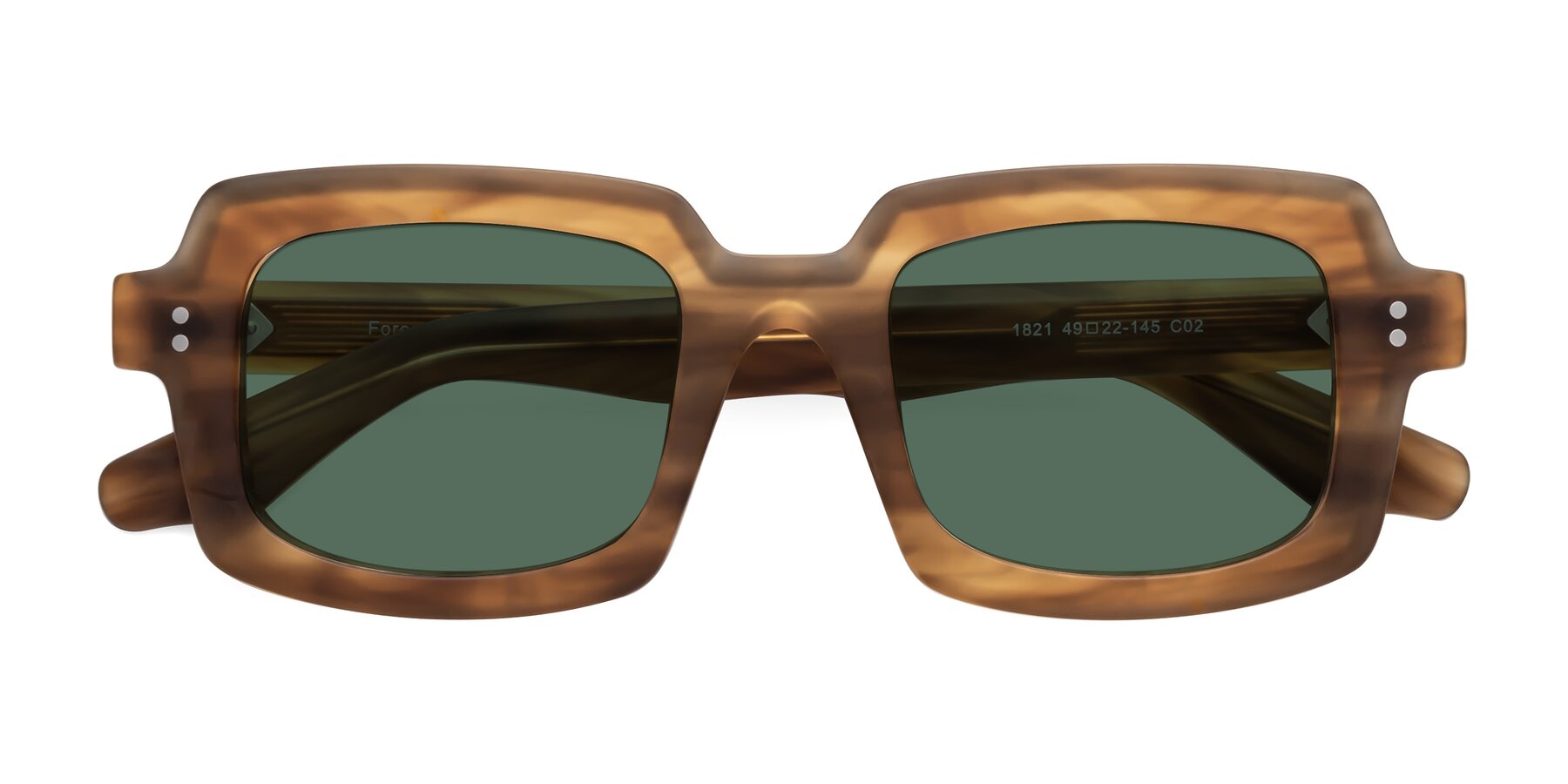 Folded Front of Force in Caramel with Green Polarized Lenses