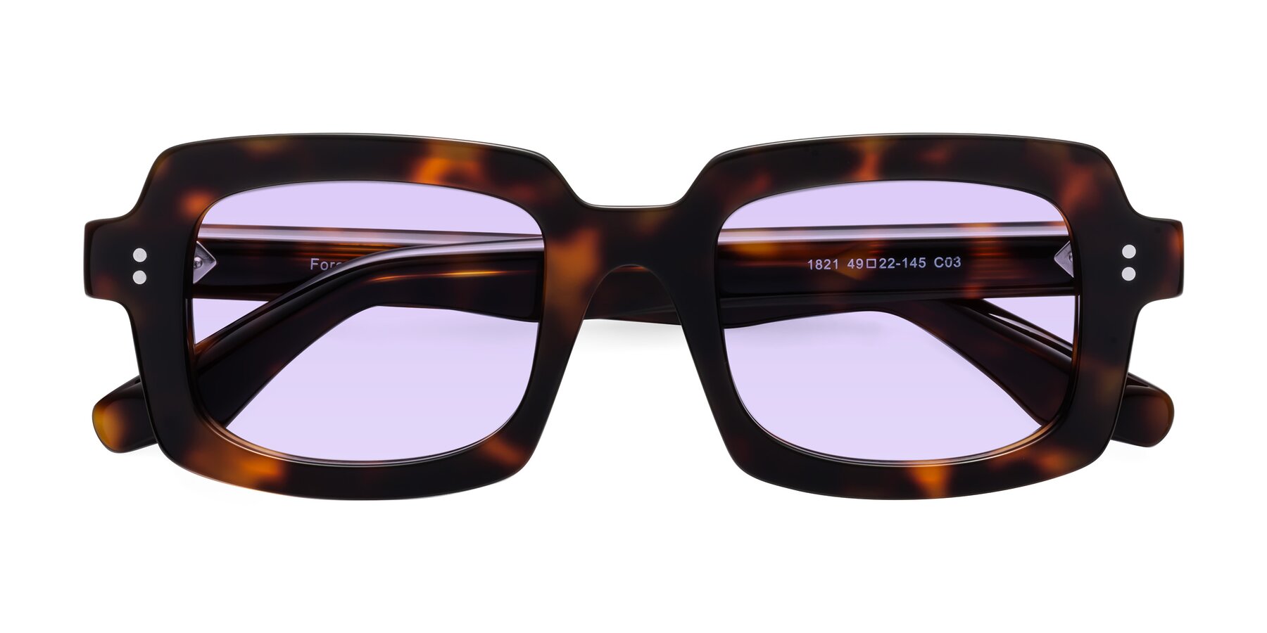 Folded Front of Force in Tortoise with Light Purple Tinted Lenses