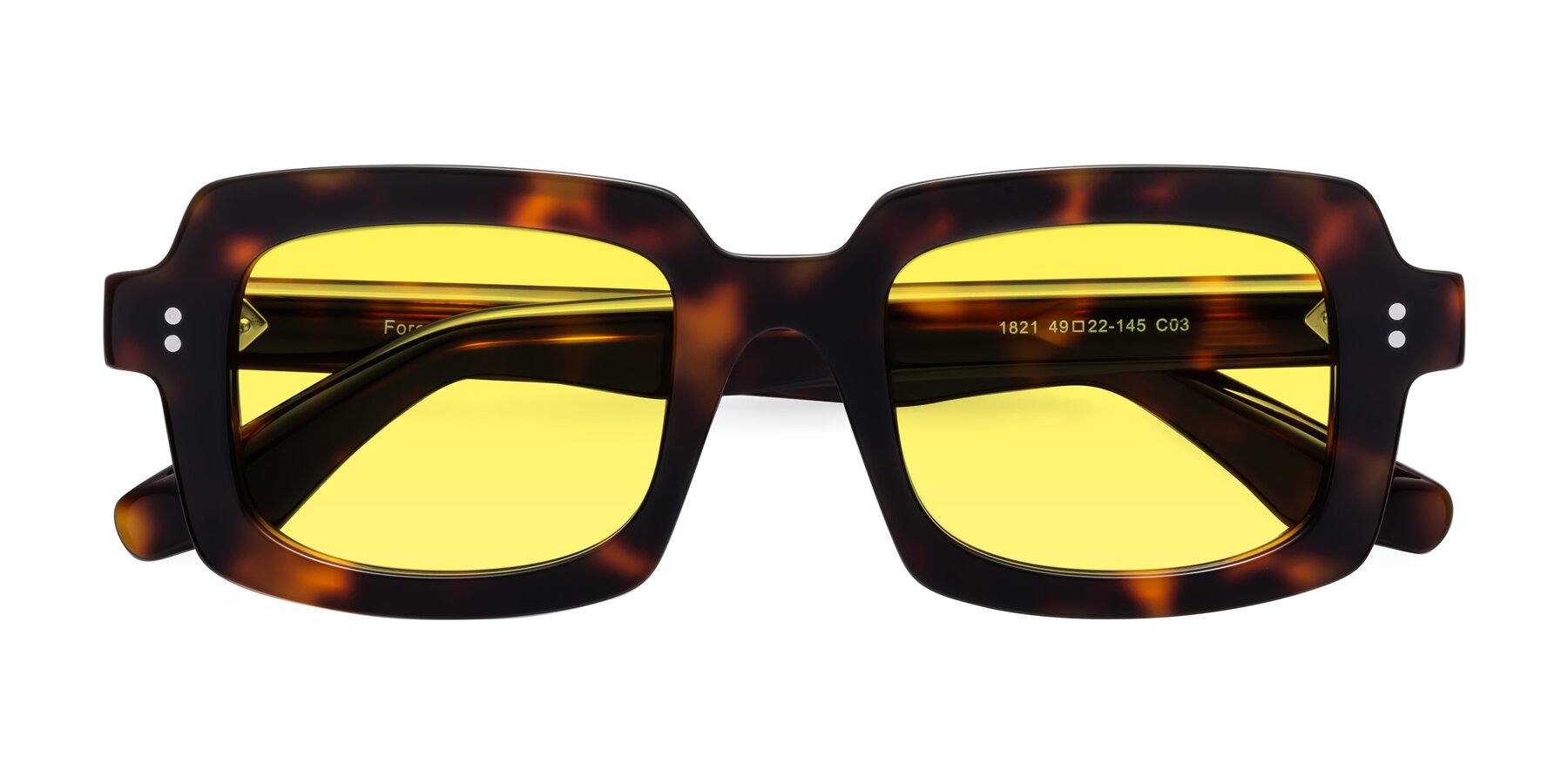 Folded Front of Force in Tortoise with Medium Yellow Tinted Lenses