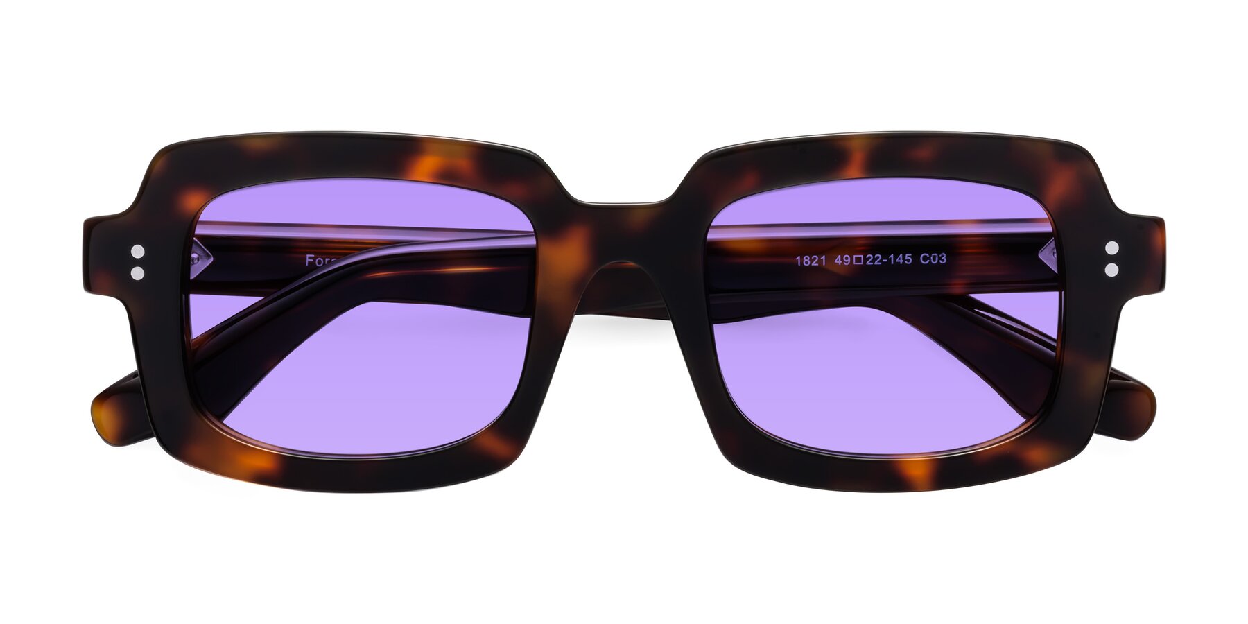 Folded Front of Force in Tortoise with Medium Purple Tinted Lenses