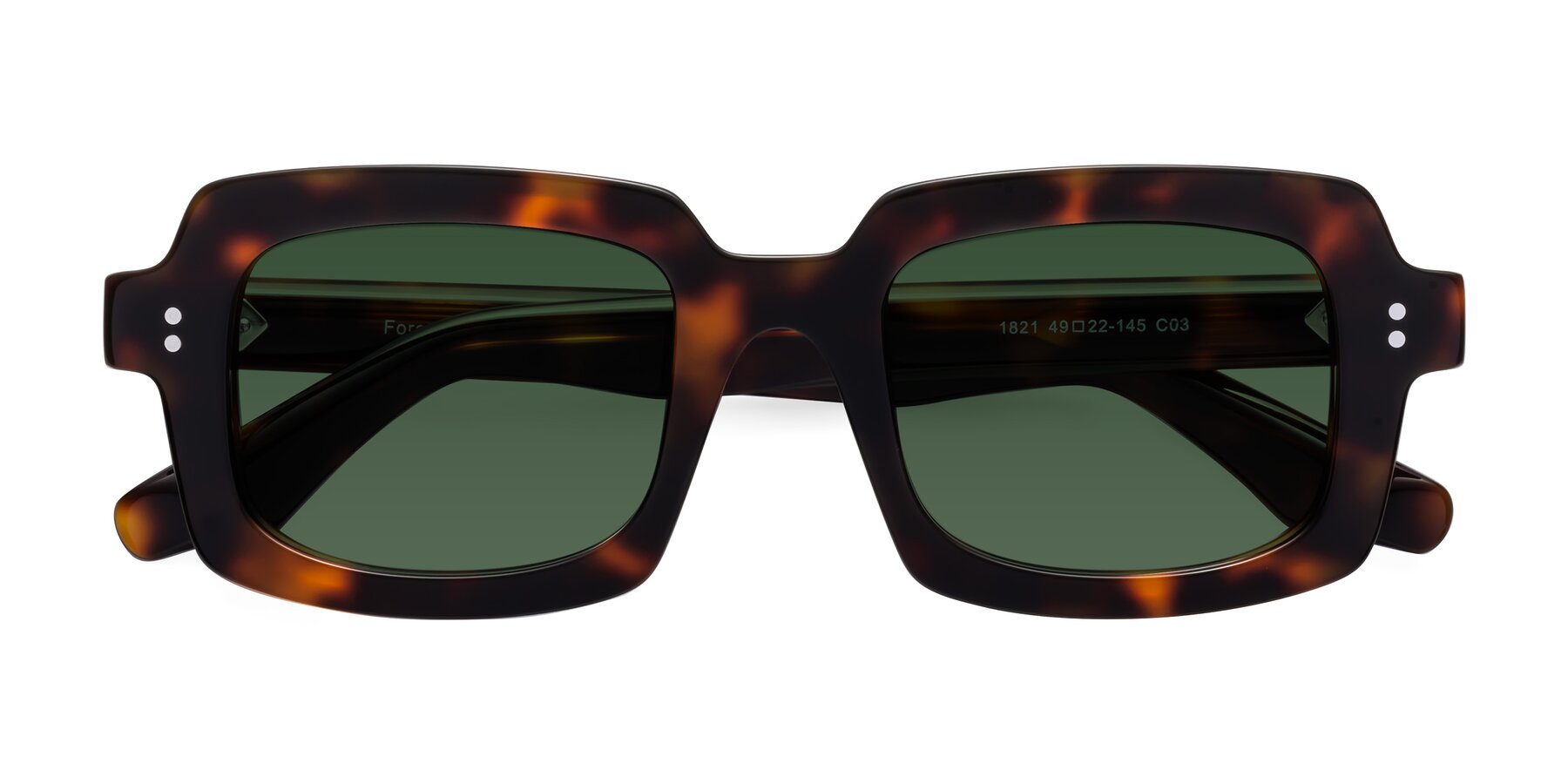 Folded Front of Force in Tortoise with Green Tinted Lenses