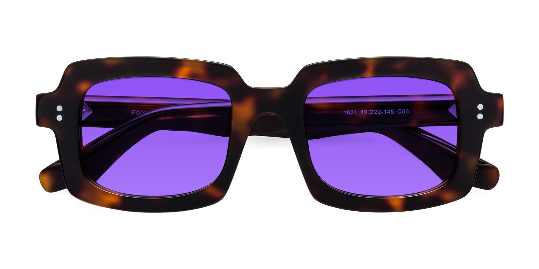 Folded Front of Force in Tortoise with Purple Tinted Lenses