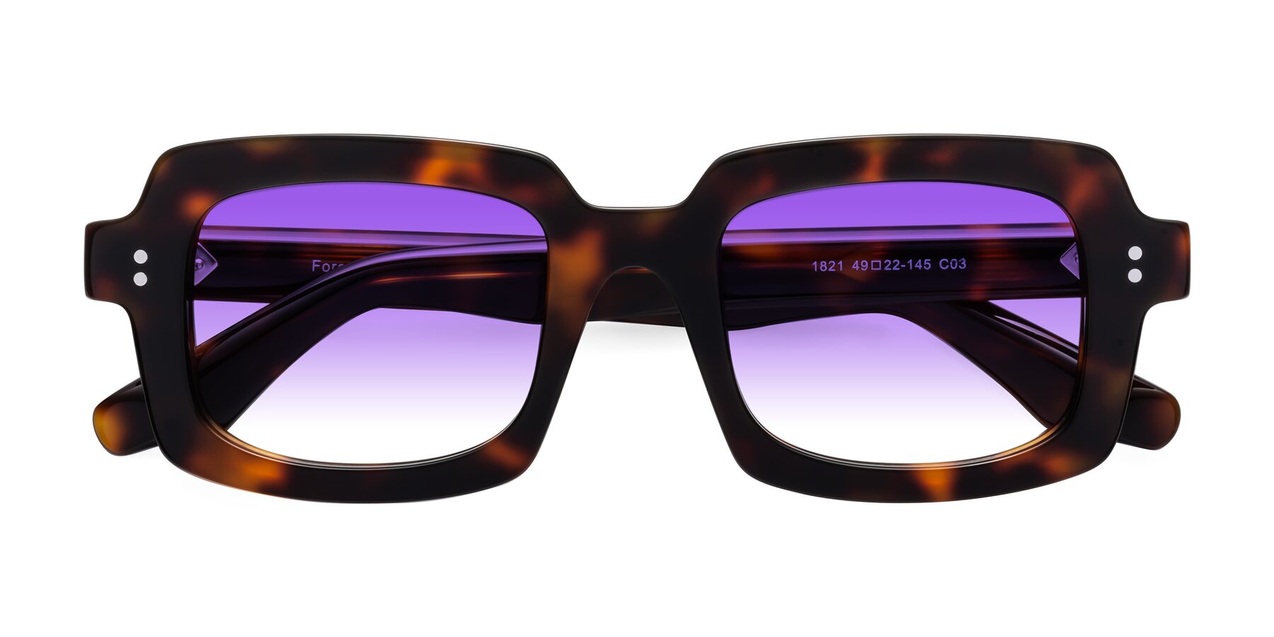 Folded Front of Force in Tortoise with Purple Gradient Lenses