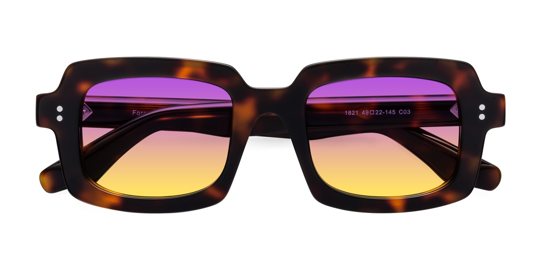 Folded Front of Force in Tortoise with Purple / Yellow Gradient Lenses
