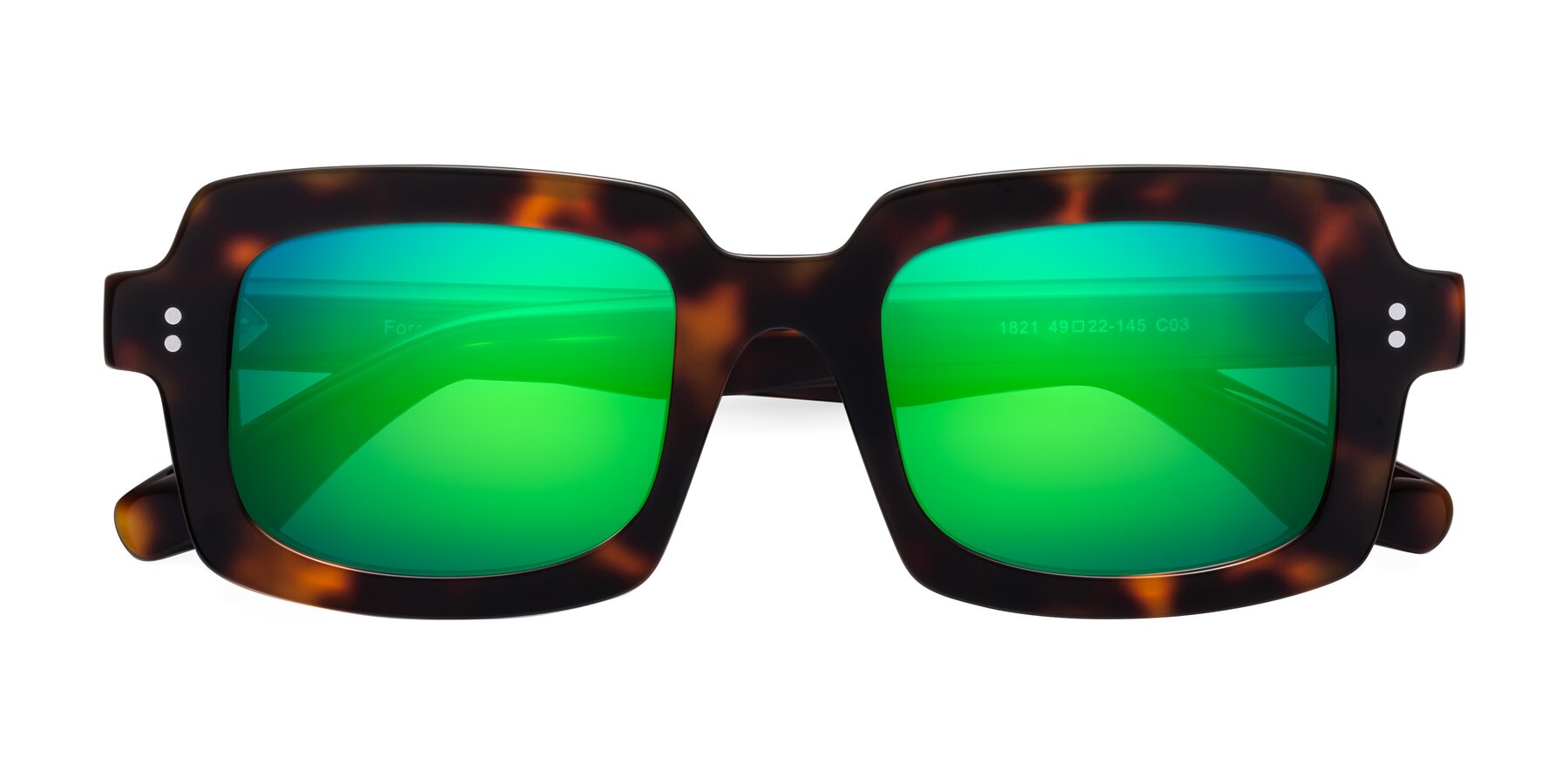 Folded Front of Force in Tortoise with Green Mirrored Lenses