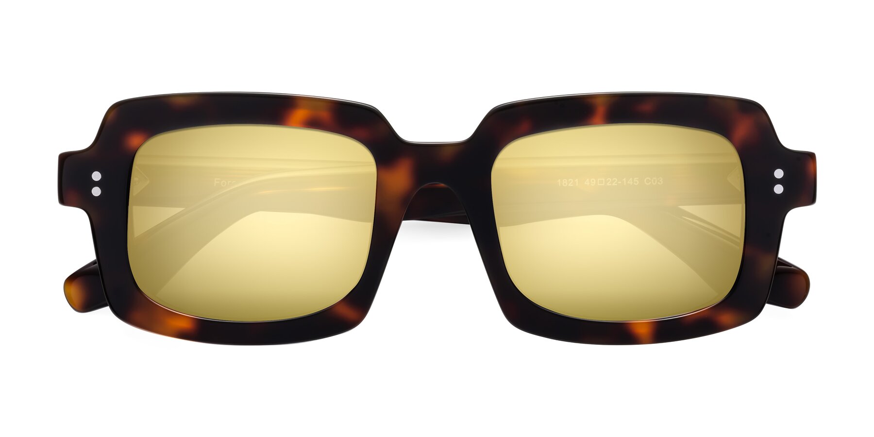 Folded Front of Force in Tortoise with Gold Mirrored Lenses