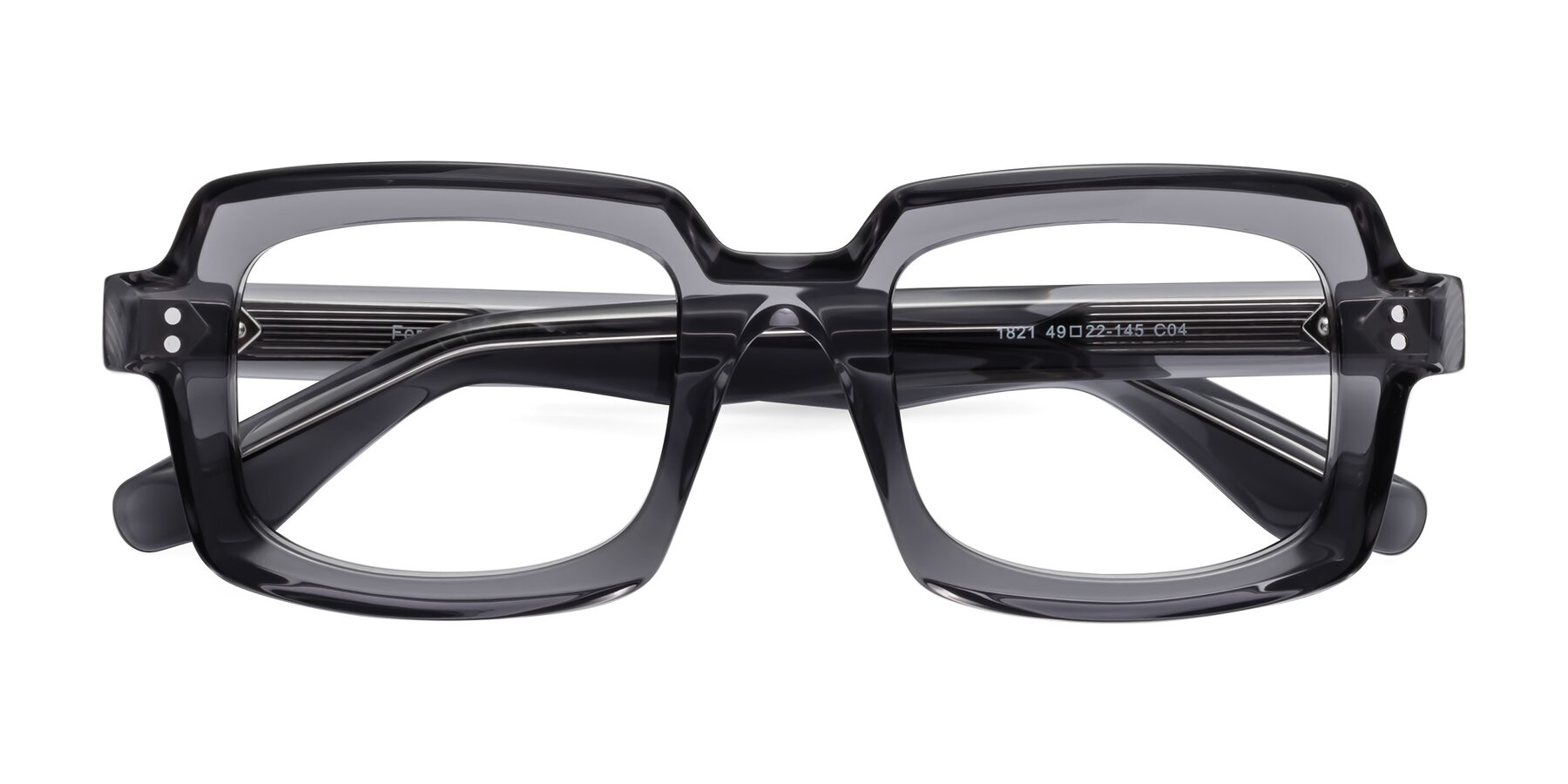 Folded Front of Force in Translucent Gray with Clear Eyeglass Lenses