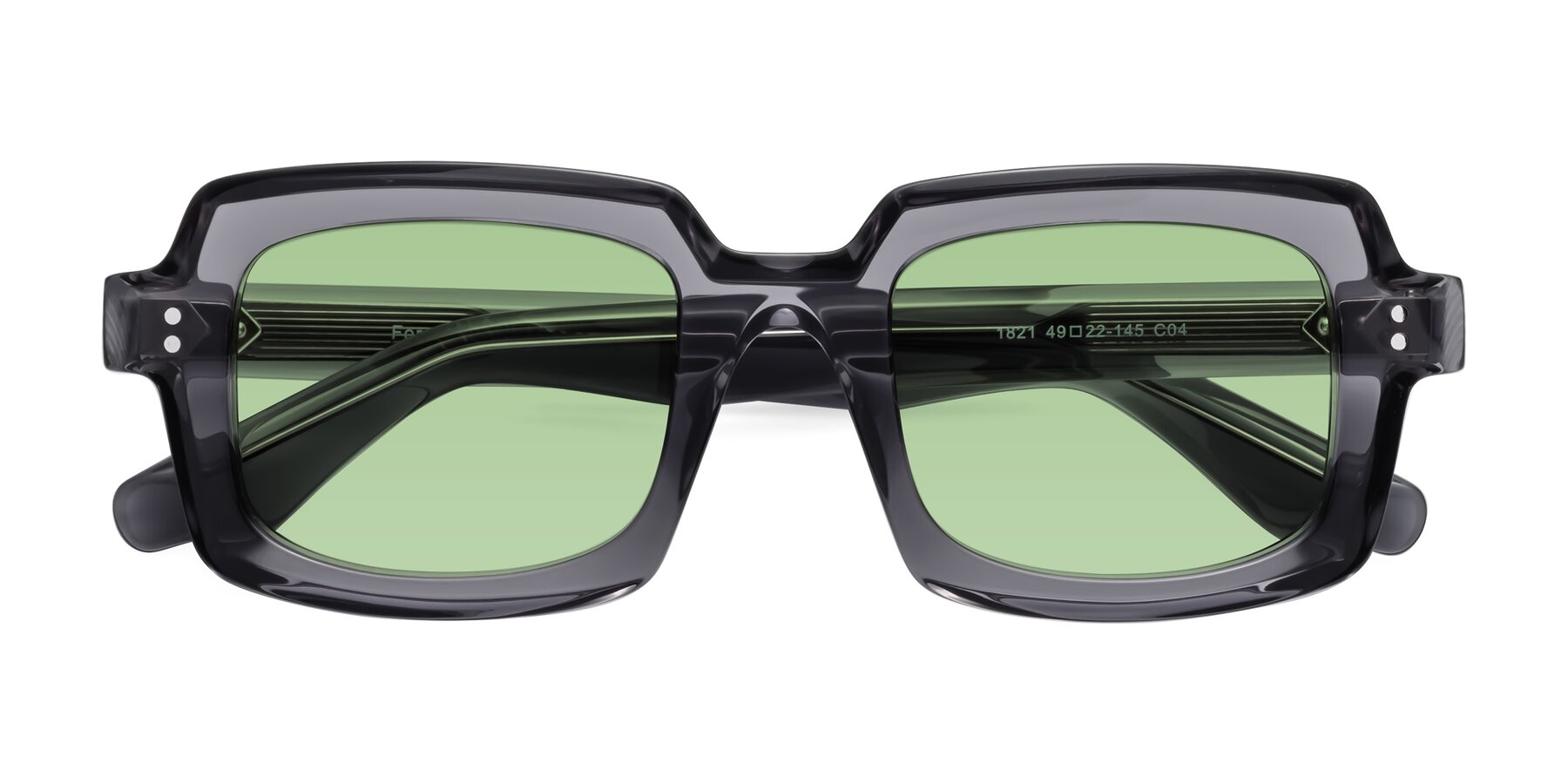 Folded Front of Force in Translucent Gray with Medium Green Tinted Lenses
