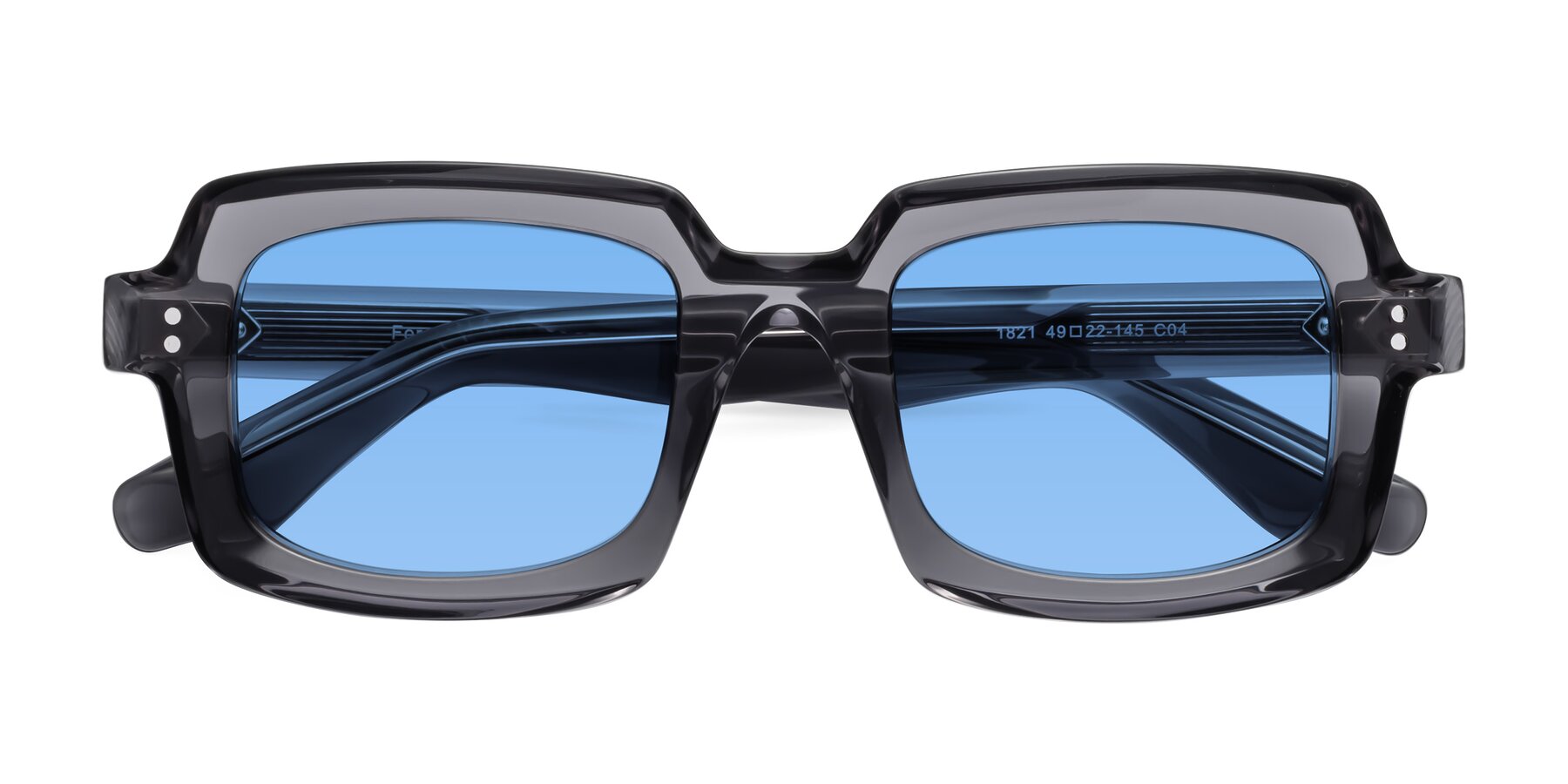 Folded Front of Force in Translucent Gray with Medium Blue Tinted Lenses